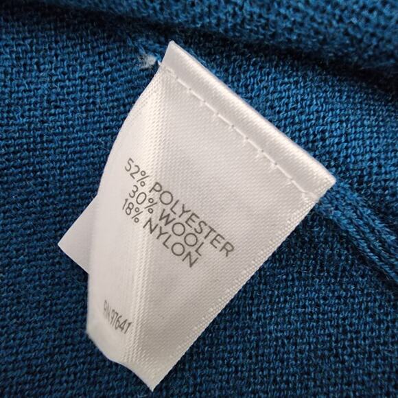 J. Jill Women’s Cardigan Sweater Large Wool Blend Teal V Neck Three Button Knit - Picture 8 of 10